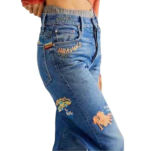 NWOT MOTHER The Rambler Sneak High Waist Straight Jeans in Running with Scissors - Picture 2 of 7